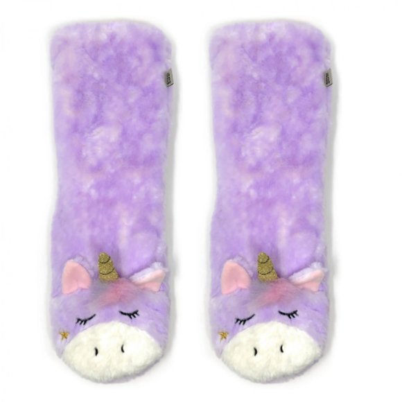Magic Unicorn | Women's Funny Fluffy House Sherpa Slippers - Picture 3 of 4